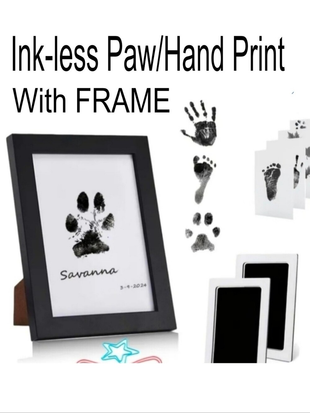 LG BREED FRAMED PET PAW footprint handprint Ink Pad  Touchless Ink Pad Pet pad